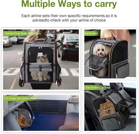 Lekebobor Cat Carrier Backpack, Expandable Pet Carrier with Sun Shade & Full Front Opening, Breathable Mesh Backpack for Small Dogs & Medium Cats Up to 18 Lbs, Foldable for Hiking, Camping (Grey) in Kuwait
