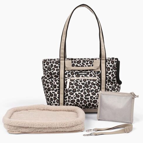 حاملة الكلاب Cleverpup Transit Tote للكلاب الصغيرة التي يصل وزنها إلى 8 أرطال، مجموعة 4 قطع ناعمة الجوانب مقاس 16x11x8 مع قاعدة مقاومة للماء، حشوة قطيفة، كيس طعام، فتحة رأس شبكية - صغيرة، لوحة شطرنج in Kuwait