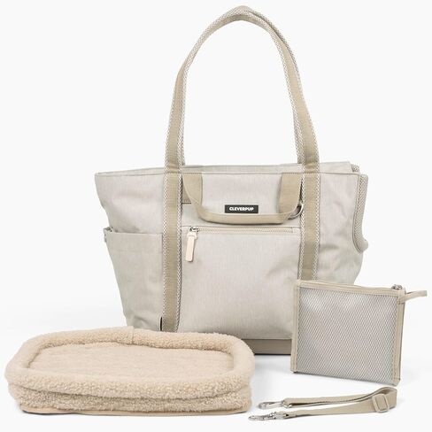 حاملة الكلاب Cleverpup Transit Tote للكلاب الصغيرة التي يصل وزنها إلى 8 أرطال، مجموعة 4 قطع ناعمة الجوانب مقاس 16x11x8 مع قاعدة مقاومة للماء، حشوة قطيفة، كيس طعام، فتحة رأس شبكية - صغيرة، لوحة شطرنج in Kuwait