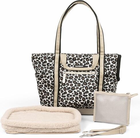 حاملة الكلاب Cleverpup Transit Tote للكلاب الصغيرة التي يصل وزنها إلى 8 أرطال، مجموعة 4 قطع ناعمة الجوانب مقاس 16x11x8 مع قاعدة مقاومة للماء، حشوة قطيفة، كيس طعام، فتحة رأس شبكية - صغيرة، لوحة شطرنج in Kuwait
