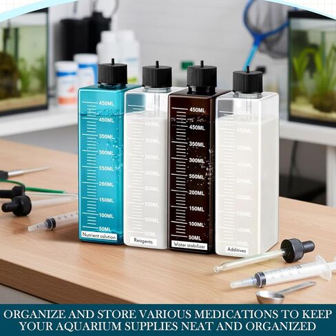 LemonRoad 4 قطع حاوية الجرعات 450 مل، حاويات خزان مضخة الجرعات، دلو بلاستيكي سائل، ملحقات مضخة هواء لحوض السمك لملحقات مستلزمات مياه الأسماك في حوض السمك in Kuwait