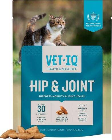 VetIQ Cat Hip & Joint Supplement, Chicken Flavored Cat Supplement with Glucosamine and Green Lipped Mussel for Mobility and Arthritis Support, 3.7oz in Saudi Arabia