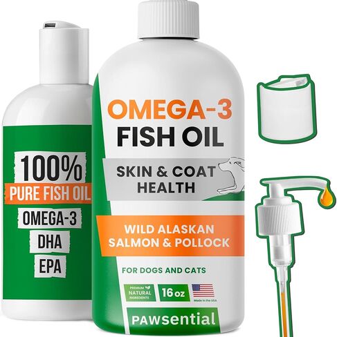 Omega 3 Fish Oil for Dogs - Made with Wild Alaskan Salmon Oil for Dogs; Liquid Fish Oil Supplement for Pets with Omega 3 EPA+DHA Fatty Acids; Real Ingredients, Real Taste — Trusted by Vets! in Saudi Arabia