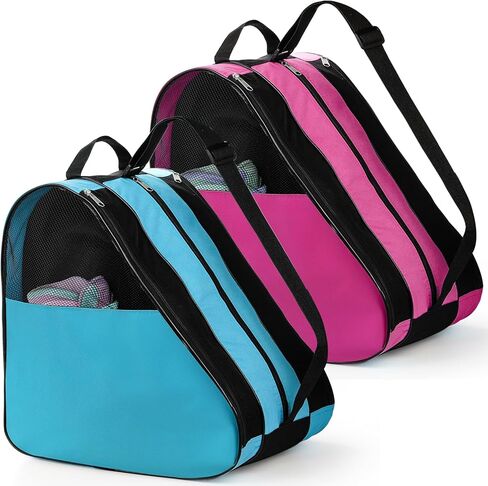TOPZEA 2 Pack Roller Skate Bags, Oxford Cloth Ice Skates Storage Bag with Adjustable Shoulder Strap, Figure Skating Shoes Carry Bags Roller Blade Container, Roller Skate Accessories for Women Men Kids in Kuwait