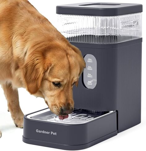 موزع وعاء مياه أوتوماتيكي للكلاب سعة 2.2 جالون من Gardner Pet، وعاء مياه الجاذبية 8.5 لتر مع وعاء من الفولاذ المقاوم للصدأ وفلتر حجر مايفان، خالٍ من مادة BPA للقطط والكلاب (أسود، 2.2 جالون) in Kuwait
