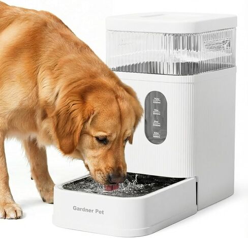 موزع وعاء مياه أوتوماتيكي للكلاب سعة 2.2 جالون من Gardner Pet، وعاء مياه الجاذبية 8.5 لتر مع وعاء من الفولاذ المقاوم للصدأ وفلتر حجر مايفان، خالٍ من مادة BPA للقطط والكلاب (أسود، 2.2 جالون) in Kuwait