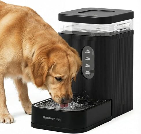 موزع وعاء مياه أوتوماتيكي للكلاب سعة 2.2 جالون من Gardner Pet، وعاء مياه الجاذبية 8.5 لتر مع وعاء من الفولاذ المقاوم للصدأ وفلتر حجر مايفان، خالٍ من مادة BPA للقطط والكلاب (أسود، 2.2 جالون) in Kuwait