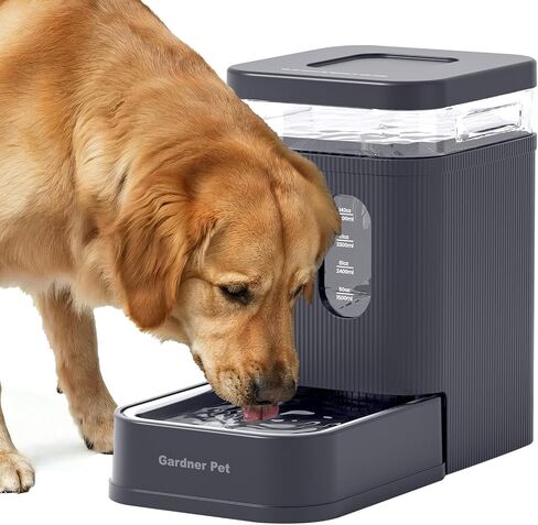موزع وعاء مياه أوتوماتيكي للكلاب سعة 2.2 جالون من Gardner Pet، وعاء مياه الجاذبية 8.5 لتر مع وعاء من الفولاذ المقاوم للصدأ وفلتر حجر مايفان، خالٍ من مادة BPA للقطط والكلاب (أسود، 2.2 جالون) in Kuwait