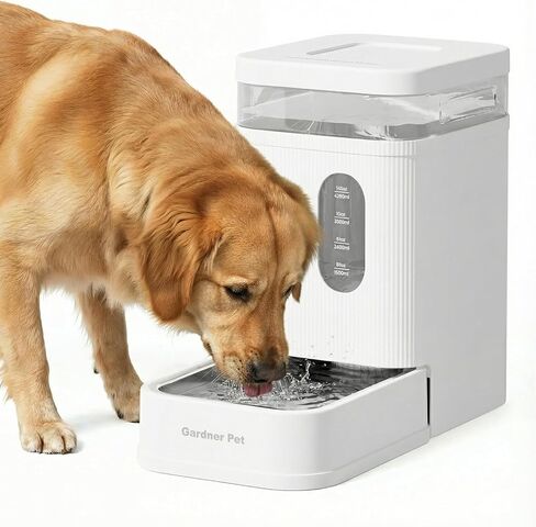موزع وعاء مياه أوتوماتيكي للكلاب سعة 2.2 جالون من Gardner Pet، وعاء مياه الجاذبية 8.5 لتر مع وعاء من الفولاذ المقاوم للصدأ وفلتر حجر مايفان، خالٍ من مادة BPA للقطط والكلاب (أسود، 2.2 جالون) in Kuwait