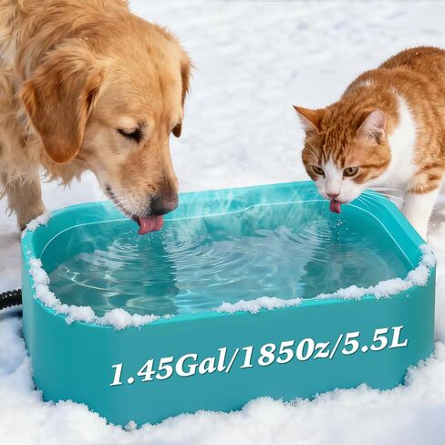 IPOW 1.45 Gal/5.5L Extra Large Heated Water Bowl with 5 Layers Design for Heating & Heat Preservation Provides Drinkable Water & Food in Winter Heated Pet Bowl for Cat Rabbit Chicken Duck Squirrel in Saudi Arabia