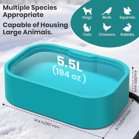 IPOW 1.45 Gal/5.5L Extra Large Heated Water Bowl with 5 Layers Design for Heating & Heat Preservation Provides Drinkable Water & Food in Winter Heated Pet Bowl for Cat Rabbit Chicken Duck Squirrel in Saudi Arabia