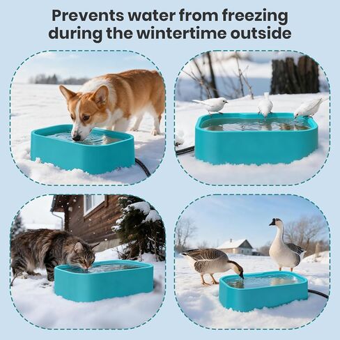 IPOW 1.45 Gal/5.5L Extra Large Heated Water Bowl with 5 Layers Design for Heating & Heat Preservation Provides Drinkable Water & Food in Winter Heated Pet Bowl for Cat Rabbit Chicken Duck Squirrel in Saudi Arabia