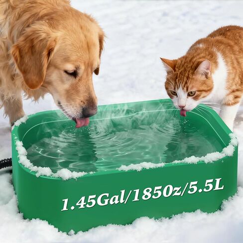 IPOW 1.45 Gal/5.5L Extra Large Heated Water Bowl with 5 Layers Design for Heating & Heat Preservation Provides Drinkable Water & Food in Winter Heated Pet Bowl for Cat Rabbit Chicken Duck Squirrel in Saudi Arabia