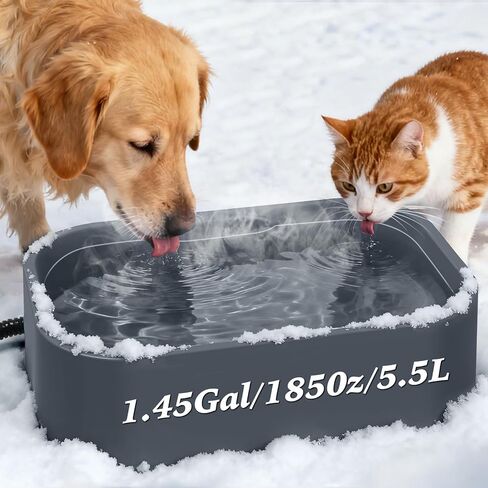 IPOW 1.45 Gal/5.5L Extra Large Heated Water Bowl with 5 Layers Design for Heating & Heat Preservation Provides Drinkable Water & Food in Winter Heated Pet Bowl for Cat Rabbit Chicken Duck Squirrel in Saudi Arabia