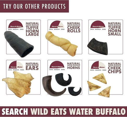 Wild Eats Water Buffalo Retriever Style Cheek Roll Dog Chews - 5 Pack (Long Lasting Chews, Treats, Bones for Aggressive Chewers & Large Dogs) Great Substitute Pig Ears Dogs in Kuwait