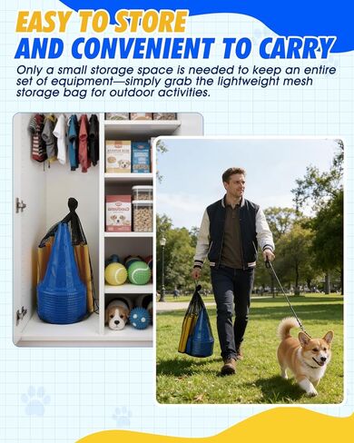 مجموعة مخروط حواجز خفة الحركة للكلاب، مجموعة الفناء الخلفي لرشاقة الكلاب مع شريط قابل للتعديل للارتفاع لإعادة التأهيل والمبتدئين، معدات خفة الحركة للكلاب لبدء تدريب مسار عوائق الكلاب - 12 بوصة in Kuwait