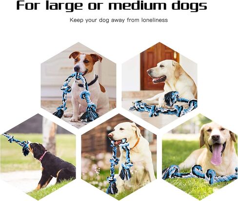 Bmag Dog Rope Toys for Aggressive Chewers, Interactive Heavy Duty Dog Toys for Medium Large Dogs, Tough Twisted Rope Toy with 5 Knots (Blud) in Saudi Arabia