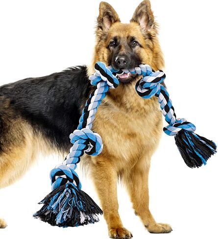 Bmag Dog Rope Toys for Aggressive Chewers, Interactive Heavy Duty Dog Toys for Medium Large Dogs, Tough Twisted Rope Toy with 5 Knots (Blud) in Saudi Arabia