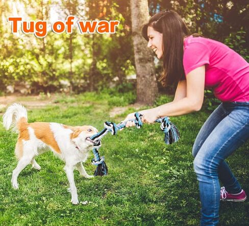 Bmag Dog Rope Toys for Aggressive Chewers, Interactive Heavy Duty Dog Toys for Medium Large Dogs, Tough Twisted Rope Toy with 5 Knots (Blud) in Saudi Arabia