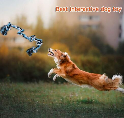 Bmag Dog Rope Toys for Aggressive Chewers, Interactive Heavy Duty Dog Toys for Medium Large Dogs, Tough Twisted Rope Toy with 5 Knots (Blud) in Saudi Arabia