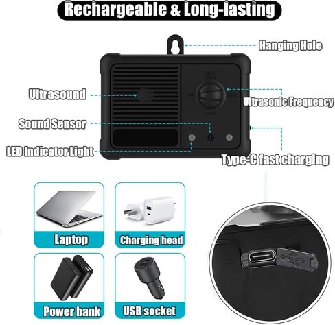 أجهزة التحكم في نباح الكلاب، أجهزة ردع نباح الكلاب بالموجات فوق الصوتية القابلة لإعادة الشحن، 3 أوضاع لأجهزة مكافحة نباح الكلاب مناسبة للكلاب الكبيرة والمتوسطة والصغيرة، عبوة من قطعتين in Kuwait