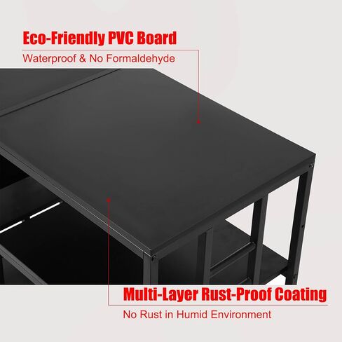 FAHKNS 40 50 Gallon Aquarium Stand 36x18 Inch Heavy Duty 750lbs Capacity, 3-Tier Black Adjustable Shelf Steel Frame Fish Tank Stand with Power Outlet Suitable for Home Office in Kuwait
