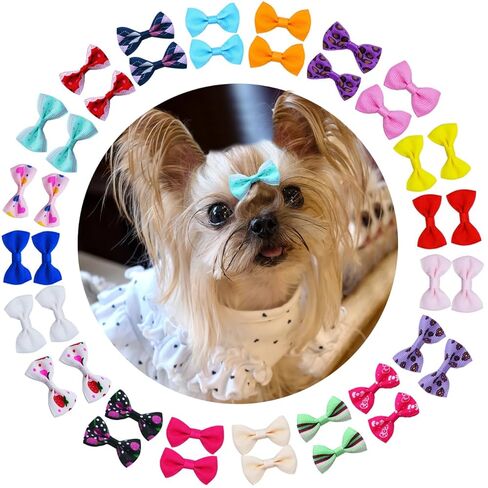 40PCS Dog Hair Bows with Clips 1.5Inch Girl Small Dog Apparel Accessories for Pet Puppy Cat Kitten Rabbit Hair Bows Clips in Saudi Arabia