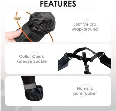 Waterproof, Anti-Slip Dog Boots for Small/Medium Dogs. Protects Paws on hot Pavement, Snow, and Outdoor Walks. Secure Harness Design. Ideal for All Seasons (S) in Saudi Arabia