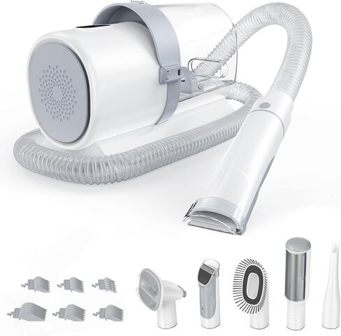 NEWBULIG 5-in-1 Pet Grooming Vacuum Kit, 2.5L Dust Cup, 3 Suction Modes and 5 Groomer Tools, Dog Clippers with Cordless Low Noise for Cats, Dogs Other Animals Hair Trimmer in Saudi Arabia