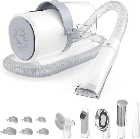 NEWBULIG 5-in-1 Pet Grooming Vacuum Kit, 2.5L Dust Cup, 3 Suction Modes and 5 Groomer Tools, Dog Clippers with Cordless Low Noise for Cats, Dogs Other Animals Hair Trimmer in Saudi Arabia