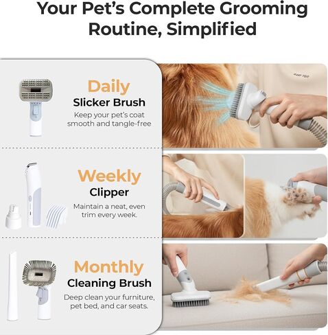 Pet Grooming Vacuum & Nail Grinding Kit – 10Kpa High-Suction Pet Hair Vacuum with 3-Speed Settings & Ultra Low Noise + Nail Grinder | Cats & Dog Grooming Vacuum for Shedding | Large 2L Dustbin in Saudi Arabia