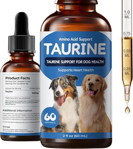 Taurine Liquid Supplement for Dogs, Daily Amino Acid Drops Supporting Heart & Muscle Function, Energy Balance & Physical Stability, 60 ml in Saudi Arabia