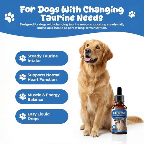 Taurine Liquid Supplement for Dogs, Daily Amino Acid Drops Supporting Heart & Muscle Function, Energy Balance & Physical Stability, 60 ml in Saudi Arabia