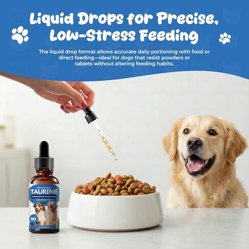 Taurine Liquid Supplement for Dogs, Daily Amino Acid Drops Supporting Heart & Muscle Function, Energy Balance & Physical Stability, 60 ml in Saudi Arabia