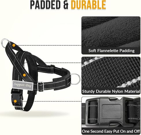 SlowTon No Pull Dog Harness - Heavy Duty Dog Harness and Leash Set for Medium Large Dogs, Reflective Tactical Harness with Soft Padded and Front Clip for Easy Walk and Training (Black L) in Saudi Arabia