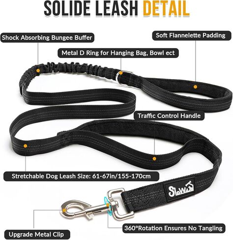 SlowTon No Pull Dog Harness - Heavy Duty Dog Harness and Leash Set for Medium Large Dogs, Reflective Tactical Harness with Soft Padded and Front Clip for Easy Walk and Training (Black L) in Saudi Arabia