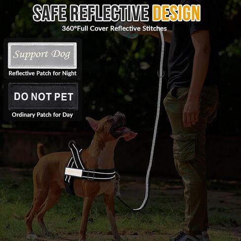 SlowTon No Pull Dog Harness - Heavy Duty Dog Harness and Leash Set for Medium Large Dogs, Reflective Tactical Harness with Soft Padded and Front Clip for Easy Walk and Training (Black L) in Saudi Arabia
