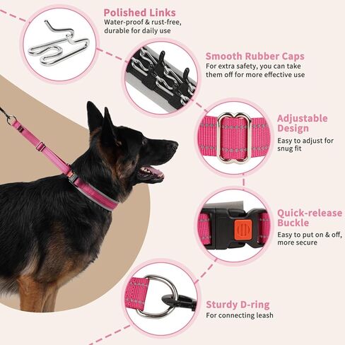 Mayerzon Martingale Dog Collar for Pulling, Patented No Pull Training Walking Collar with Buckle for Medium Large Dogs Bulldog Pitbull German Shepherd, Reflective, Adjustable, Heavy-Duty(M, Hot Pink) in Saudi Arabia