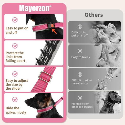 Mayerzon Martingale Dog Collar for Pulling, Patented No Pull Training Walking Collar with Buckle for Medium Large Dogs Bulldog Pitbull German Shepherd, Reflective, Adjustable, Heavy-Duty(M, Hot Pink) in Saudi Arabia