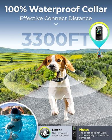 No Shock Dog Training Collar with Remote 3300FT, Humane Vibrating Dog Collar - Vibration & Beep Only | IPX7 Waterproof & Rechargeable | Fits for Small to Medium Dogs & Large Puppies in Saudi Arabia