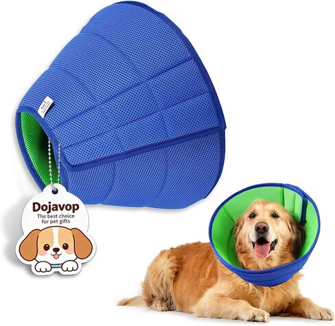 Soft Dog Cone Collar, Adjustable Spay/Neuter Recovery Neck and Head Collar, Soft Dog Tapered Collar for Large/Medium/Small Pets (Blue, M) in Kuwait