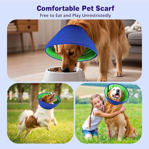 Soft Dog Cone Collar, Adjustable Spay/Neuter Recovery Neck and Head Collar, Soft Dog Tapered Collar for Large/Medium/Small Pets (Blue, M) in Kuwait