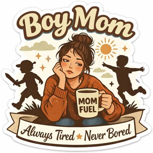 ملصق مضاد للماء من Boy Mom Always Tired Never Bored in Kuwait