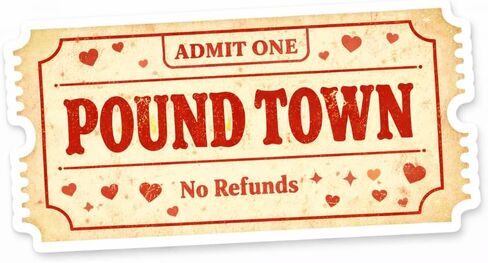 Pound Town Ticket Admit One Waterproof Sticker in Saudi Arabia