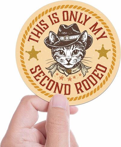 This is Only My Second Rodeo Sticker - Funny Western Cowboy Cat Decal for Hydroflask Water Bottle, Texas Quote Sticker for Cowgirls, Ranchers, Horse Lovers, Rodeo Queen in Saudi Arabia