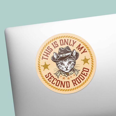 This is Only My Second Rodeo Sticker - Funny Western Cowboy Cat Decal for Hydroflask Water Bottle, Texas Quote Sticker for Cowgirls, Ranchers, Horse Lovers, Rodeo Queen in Saudi Arabia