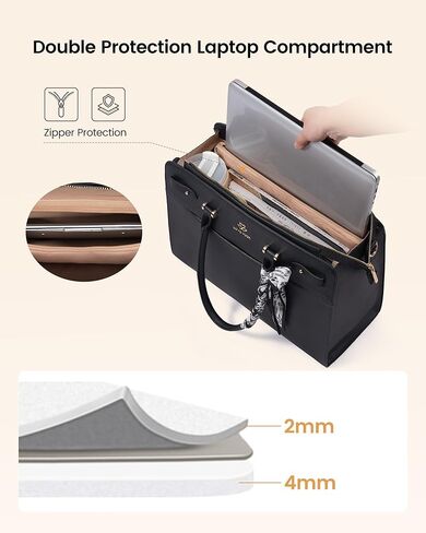 LOVEVOOK Laptop Tote Bag for Women, PU Leather Work Bag Waterproof Briefcase Handbag for Teacher Business with Silk Scarf in Kuwait