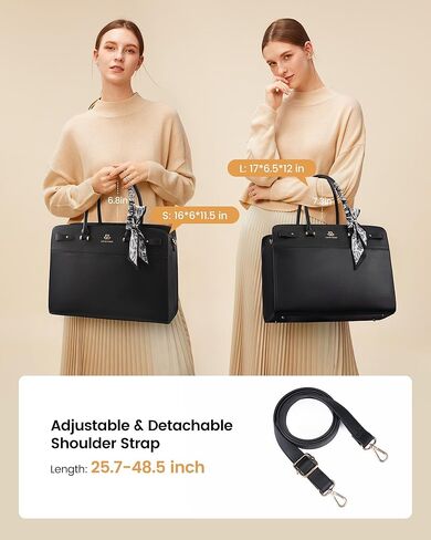 LOVEVOOK Laptop Tote Bag for Women, PU Leather Work Bag Waterproof Briefcase Handbag for Teacher Business with Silk Scarf in Kuwait