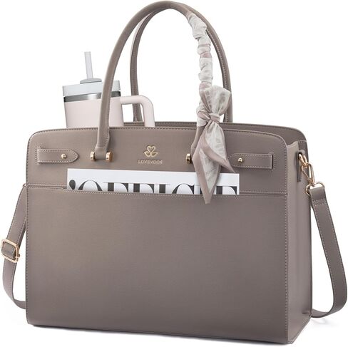 LOVEVOOK Laptop Tote Bag for Women, PU Leather Work Bag Waterproof Briefcase Handbag for Teacher Business with Silk Scarf in Kuwait