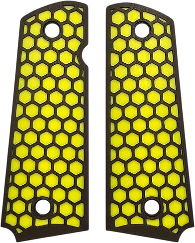 Yellow & Black Honeycomb Printed Full Size 1911 Grips in Saudi Arabia